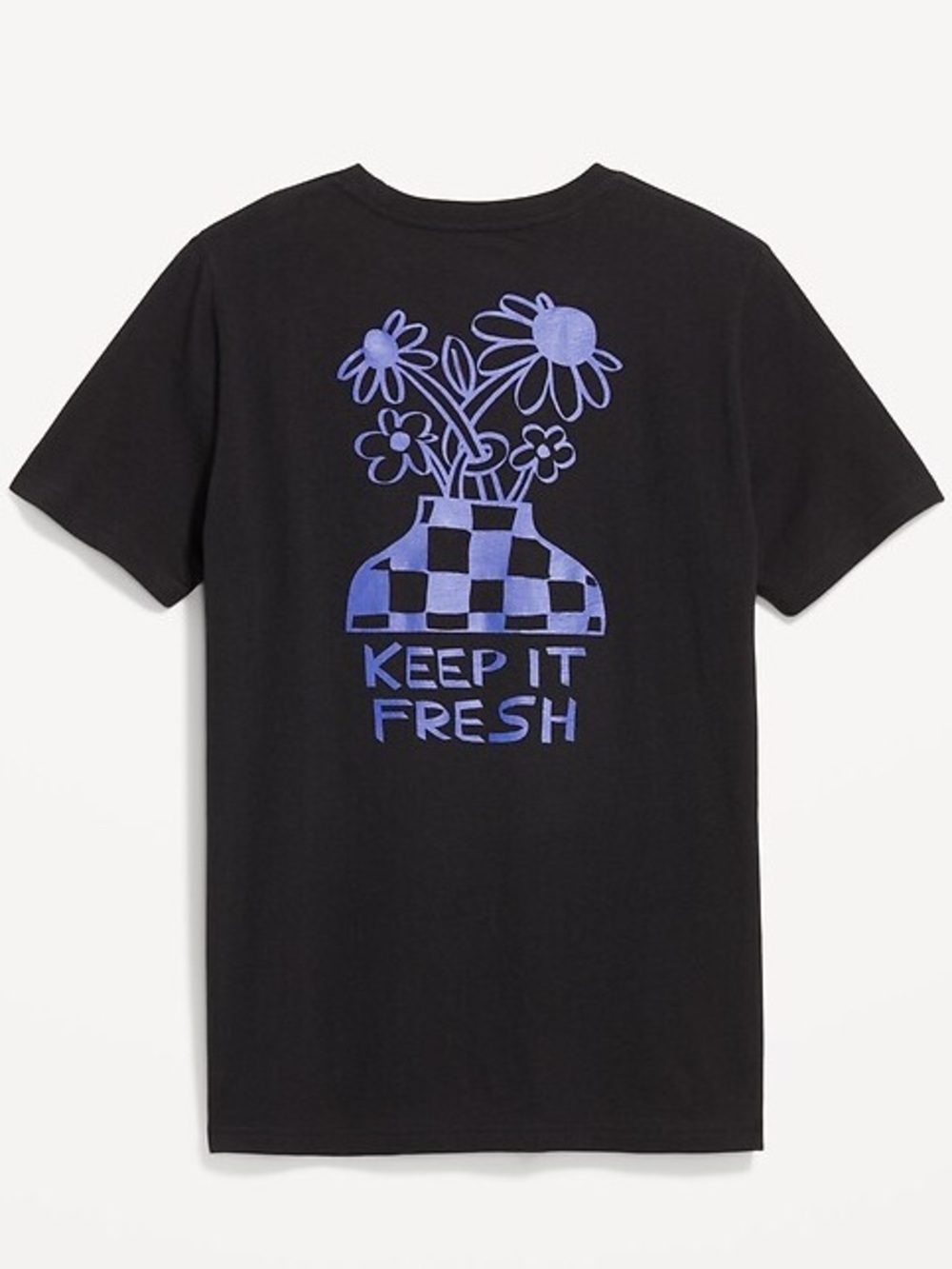 NWOT Old Navy Keep it Fresh Floral Checkered Vase Graphic Tee Men’s Size Large